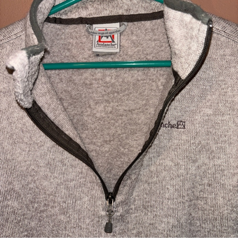 Avalanche 1/4 Zip Sweater Mens Size Medium Beige Brown Cotton Pullover - Picture 3 of 9